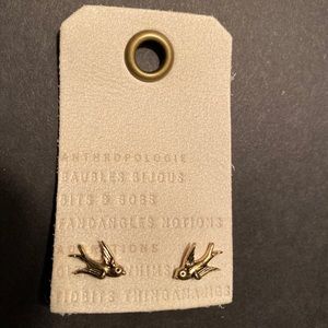 Anthropologie Gold Bird Stud Earrings - New